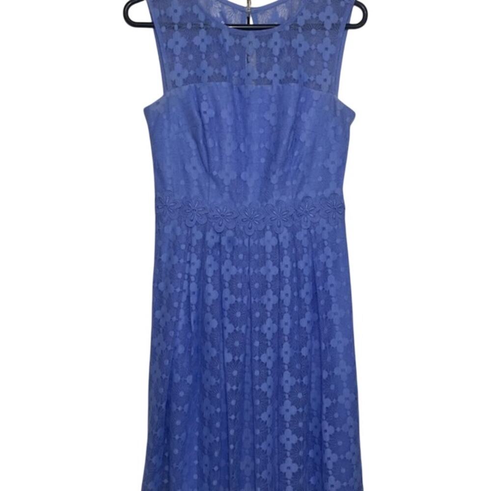 London Times Periwinkle Floral Lace Fit & Flare Dress • Sz 4